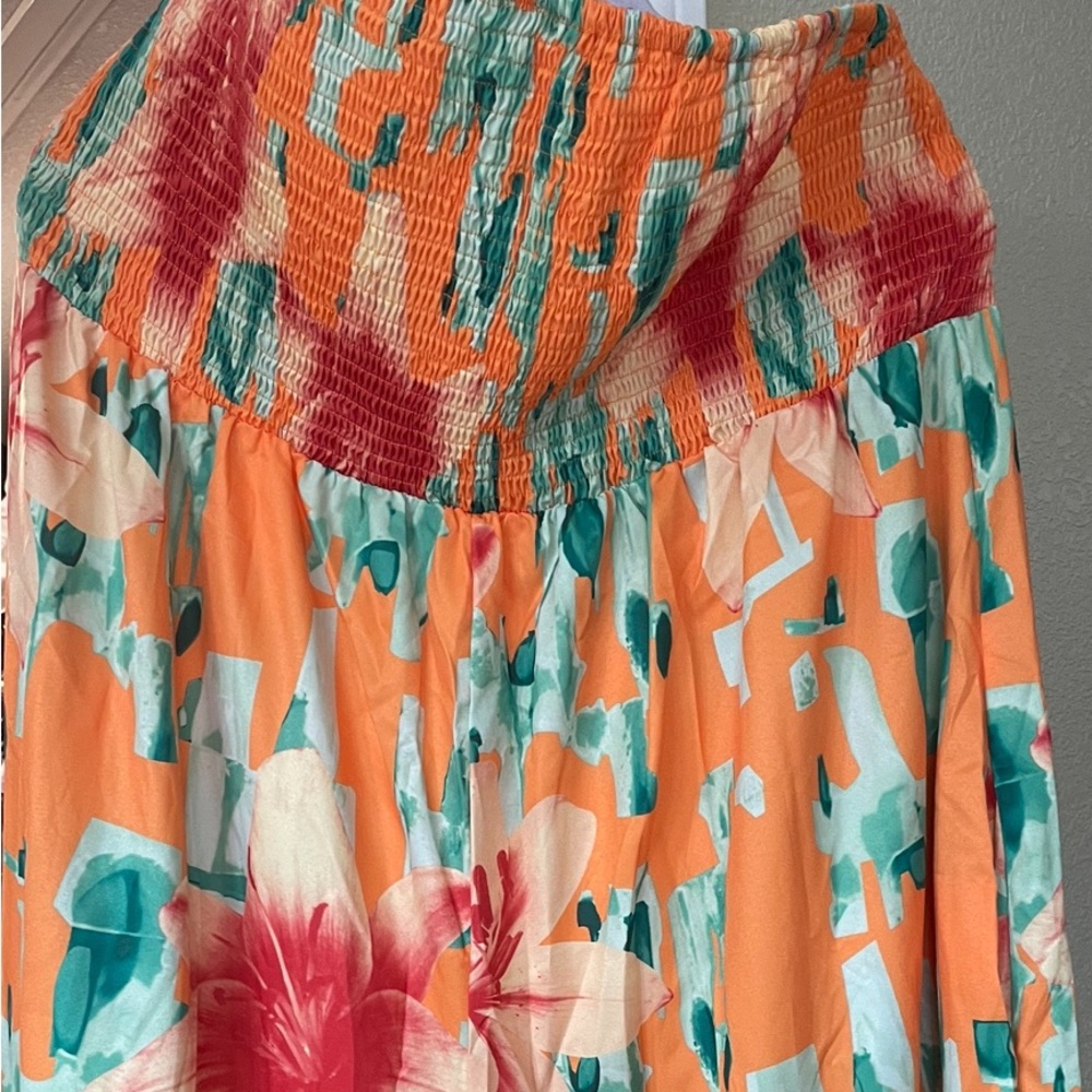 Multi colored plus size orange jumpsuit